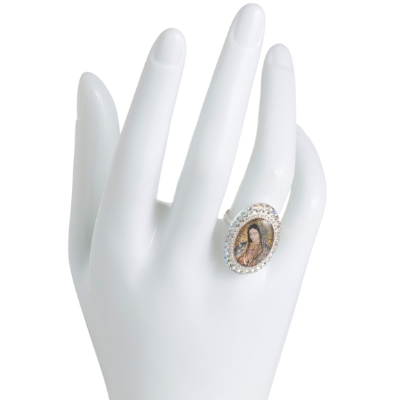 🩶🔹️Seed And Sage 🔹️multi Oval Virgin Mary Religious Halo Ring - Picture 2 of 2
